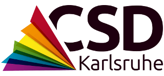 Logo CSD Karlsruhe mit Fächer in Regenbogenfarben